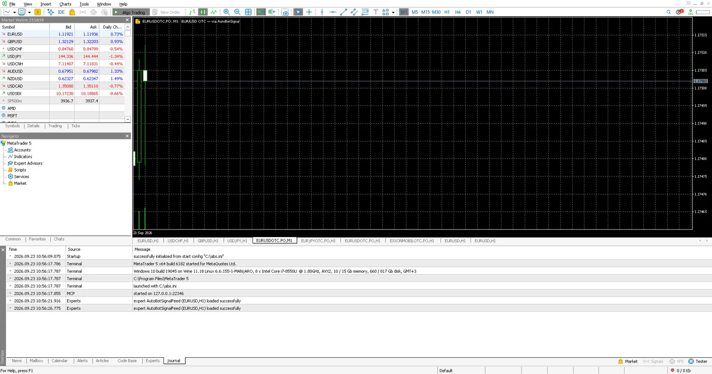 Charting Pocket Option OTC pairs inside MetaTrader 5 with AutoBotSignal
